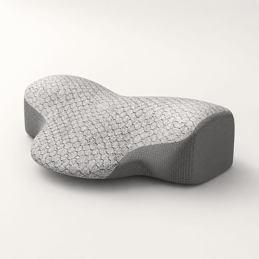 SnoozeLab ergonomic memory foam lumbar support pillow, light gray